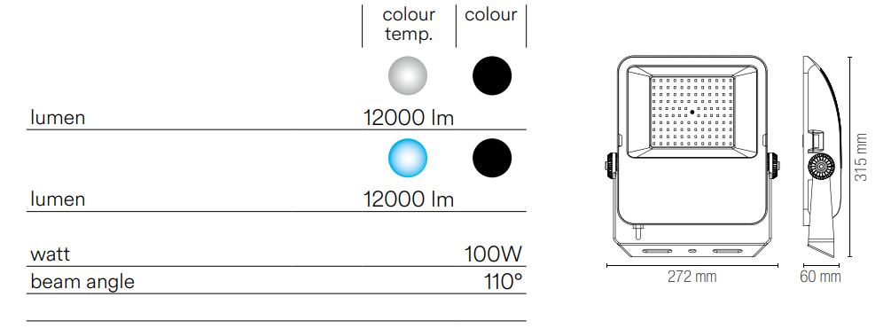Proiettore per esterno IP65 alluminio nero luce 4000-6000°k varie potenze TAURUS Proiettore per esterno IP65 alluminio nero luce 4000-6000°k varie potenze TAURUS